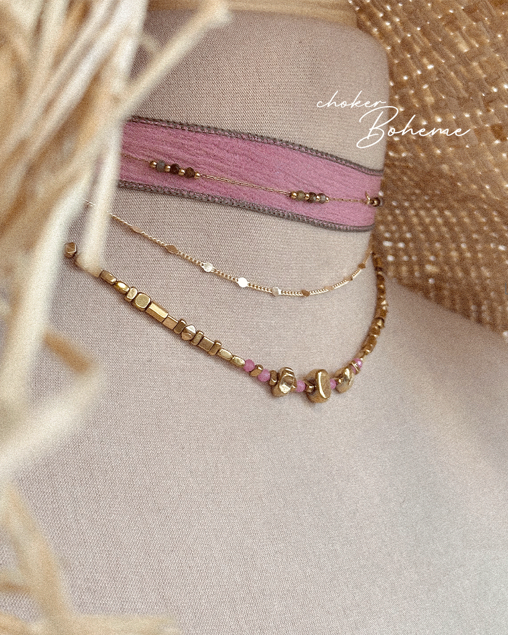 CHOKER BOHEME SILK ROSA PALO