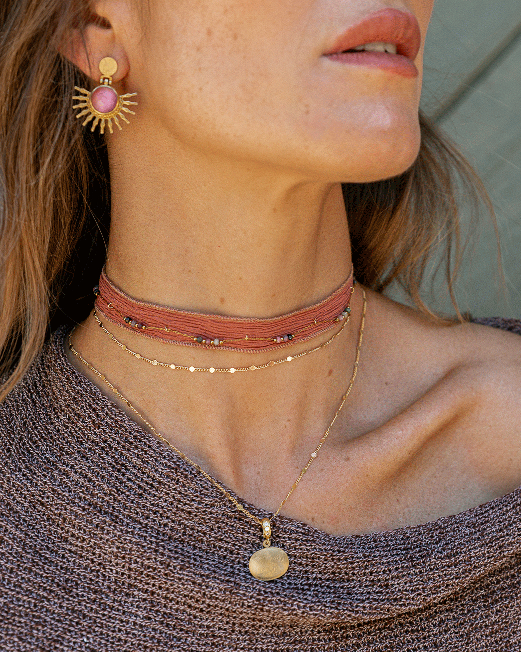 CHOKER BOHEME SILK SALMON