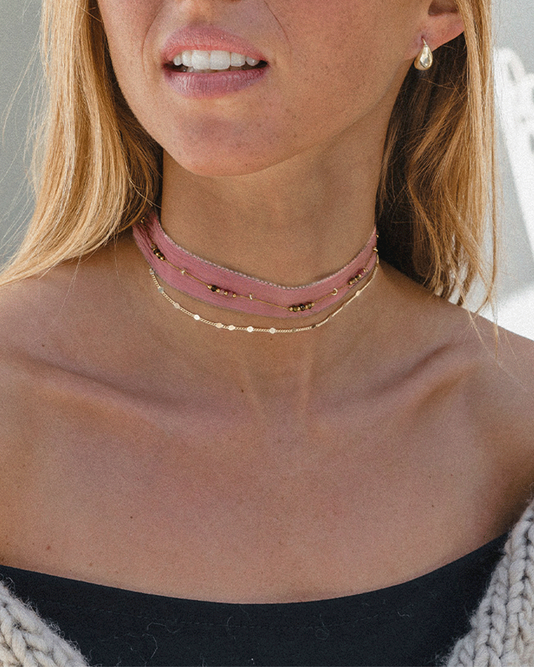 CHOKER BOHEME SILK ROSA PALO