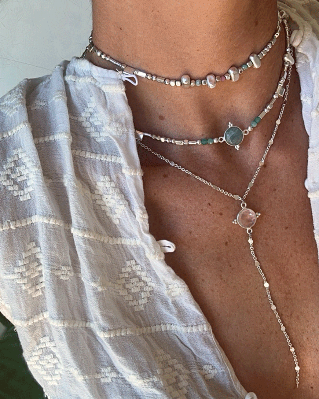 COLLAR IKALA PIEDRAS NATURALES SILVER